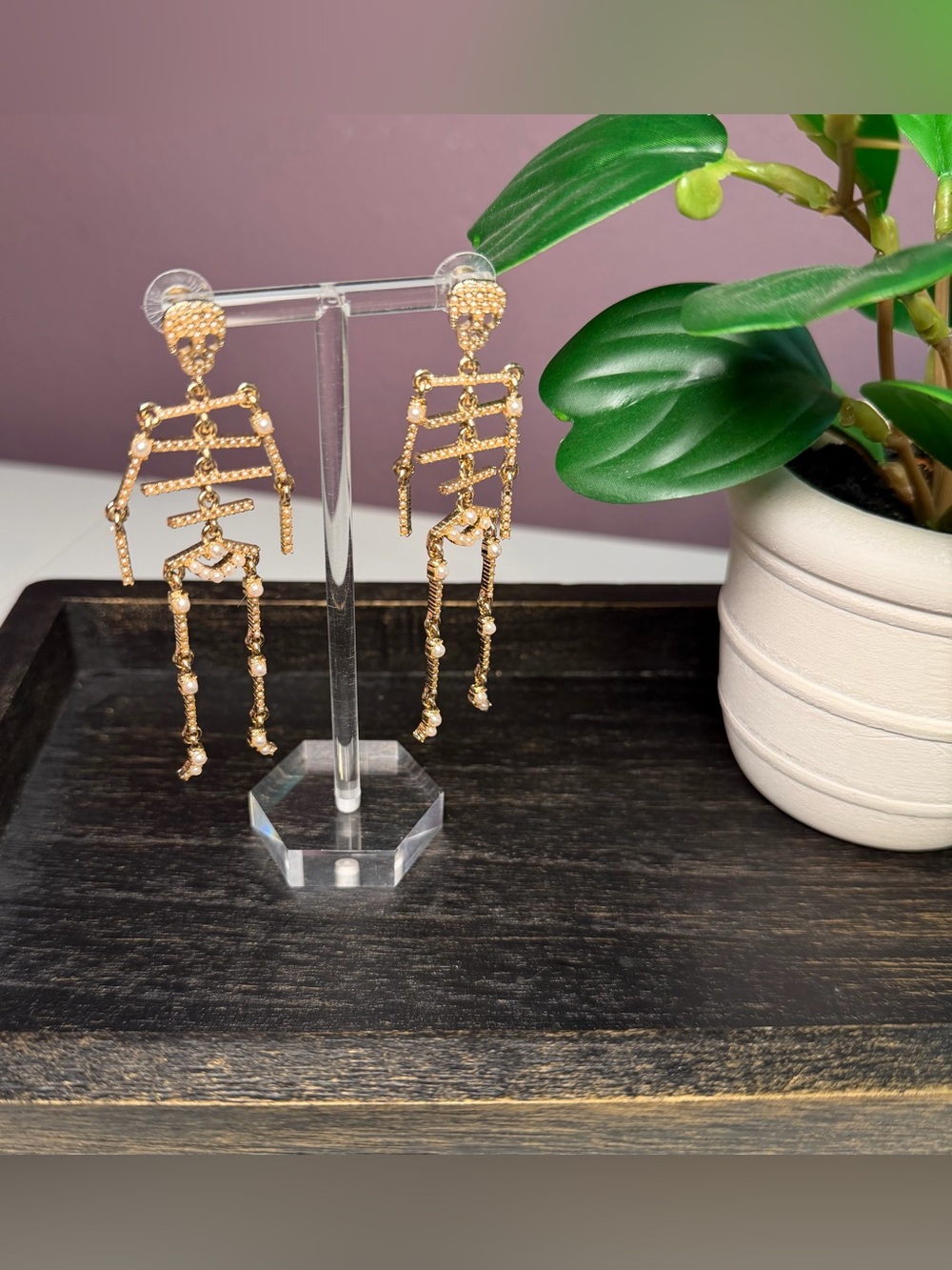 NWOT TORRID Gold Crystal Skeleton Drop Earrings